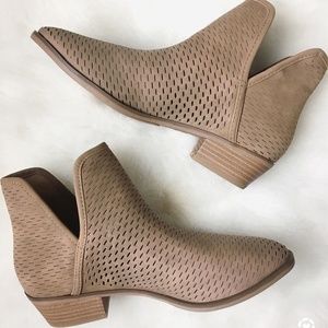 Taupe Laser Cut Out Booties - NWT